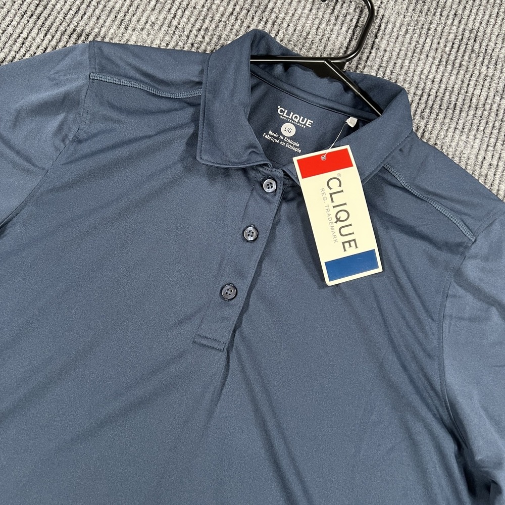 Clique Polo Shirt‎ Womens Large Blue Performance Golf Lightweight Short Sleeve